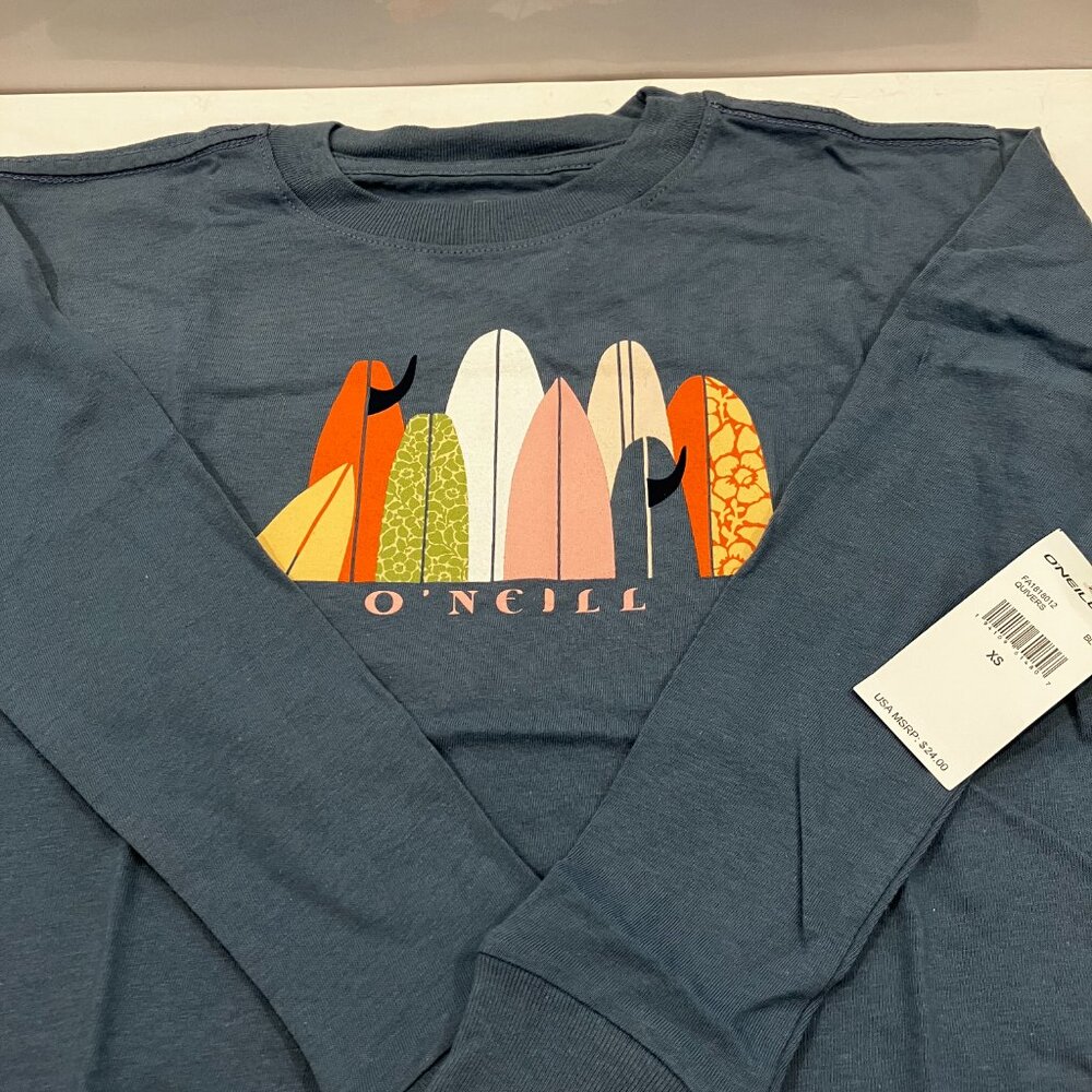 O'Neill Tee Blue Long Sleeve T-Shirt for Girls Size X-Small Brand NEW with Tags